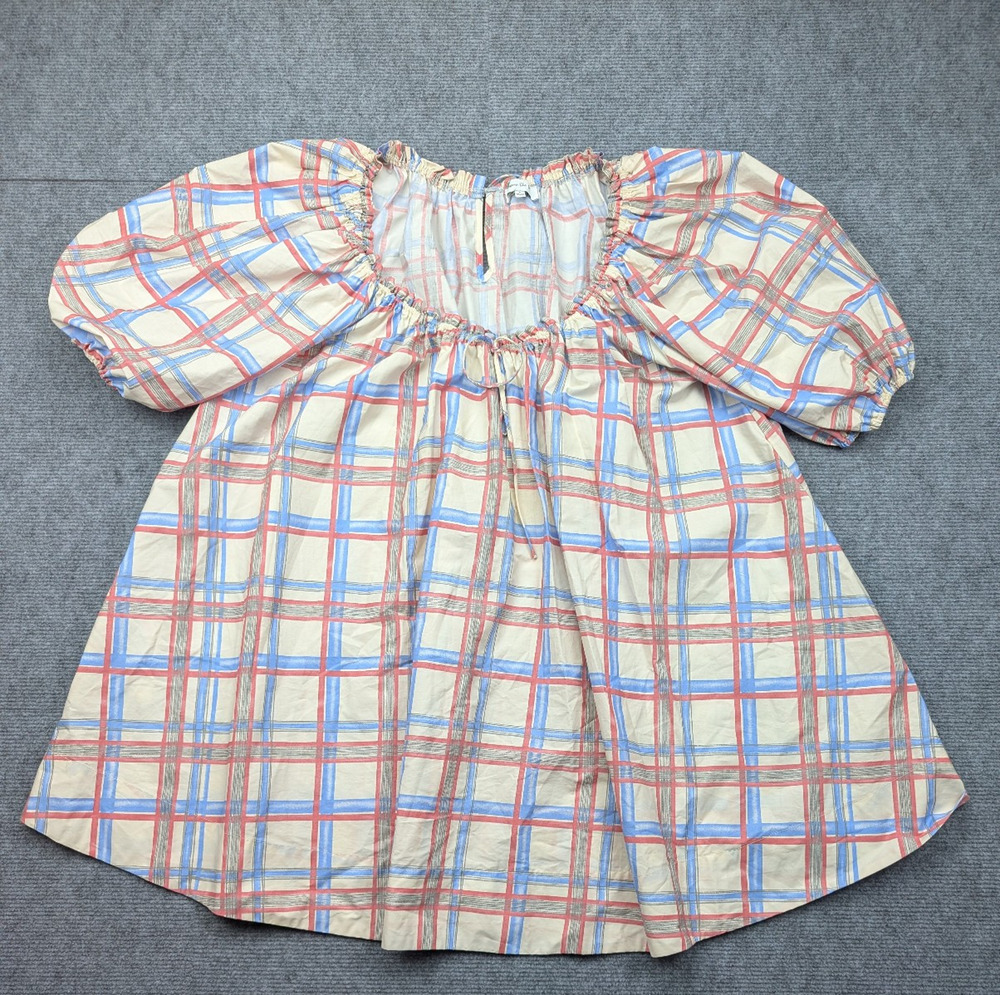 Jacquie The Label Dress Womens Large Cottage Babydoll Relaxed Fit Peasant Plaid